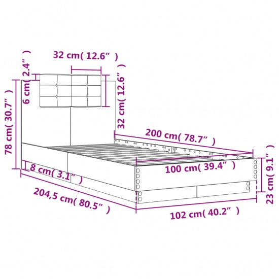 Galvūgalis su LED, juodos spalvos, 90x5x118/128cm, aksomas