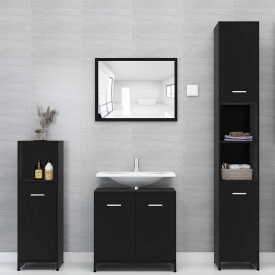 Vonios kambario spintelė, juodos spalvos, 30x30x183,5cm, MDP