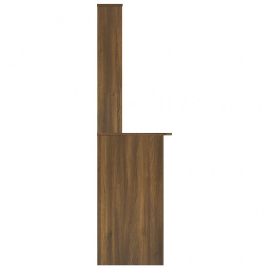 Rašomasis stalas su lentynomis, rudas, 110x45x157cm, mediena