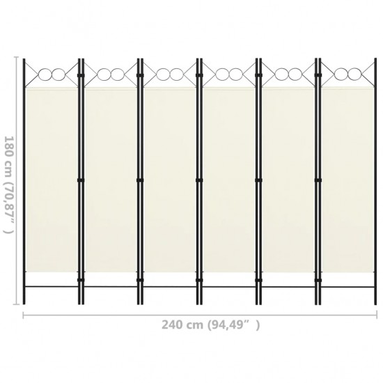 Kambario pertvara, 6 dalių, kreminė balta, 240x180cm