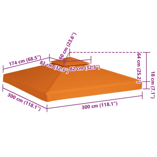 Pakaitinis pavėsinės uždangalas, oranžinis, 3x3m, 310g/m²