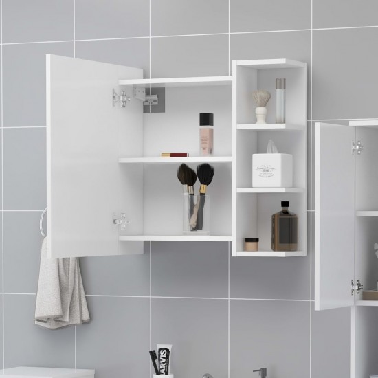 Veidrodinė vonios kambario spintelė, balta, 62,5x20,5x64cm, MDP