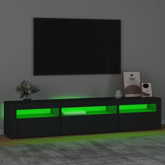 Televizoriaus spintelė su LED apšvietimu, juoda, 195x35x40cm