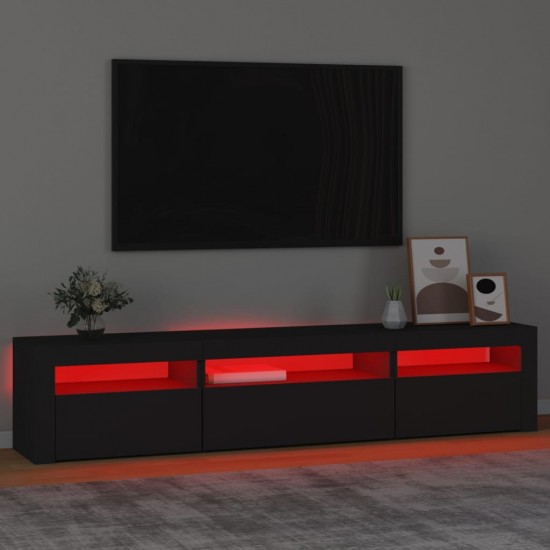Televizoriaus spintelė su LED apšvietimu, juoda, 195x35x40cm