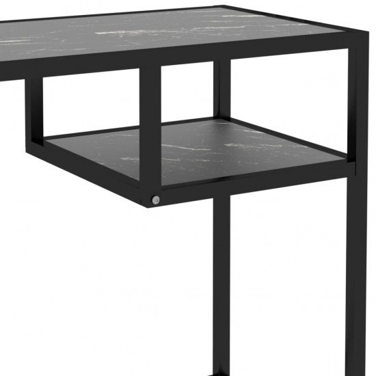 Kompiuterio stalas, juodas marmuro, 100x36x74cm, stiklas