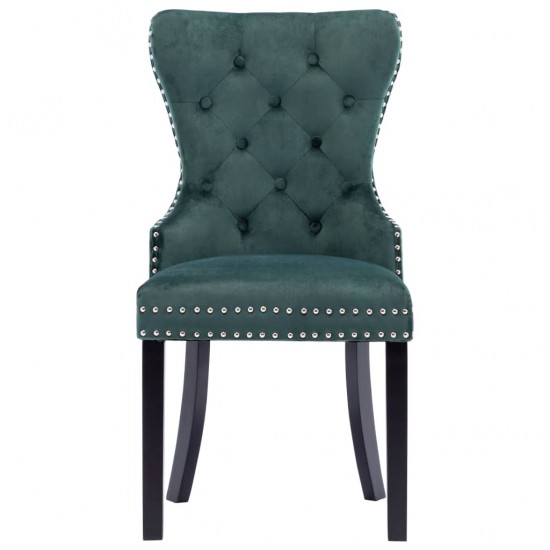 Valgomojo kėdės, 4vnt., tamsiai žalios spalvos, aksomas