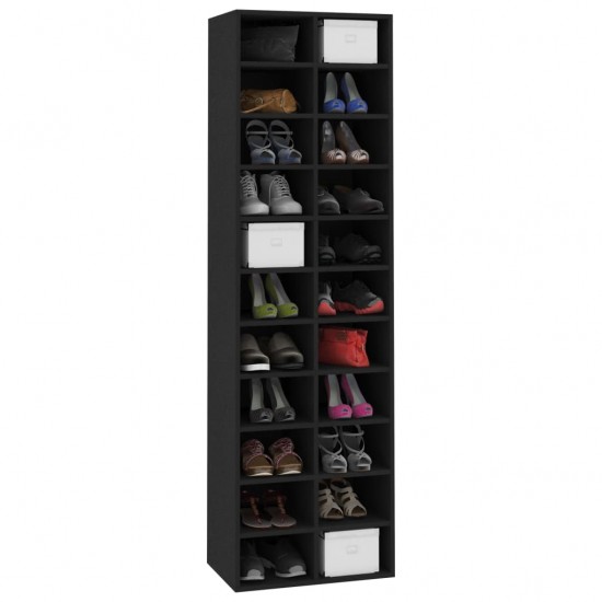 Spintelė batams, juodos spalvos, 54x34x183 cm, MDP