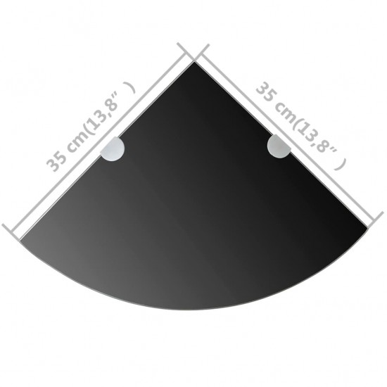 Kampinės lentynos, 2vnt., juodos, 35x35cm, stiklas