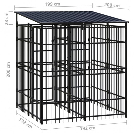 Lauko voljeras šunims su stogu, plienas, 3,69m²