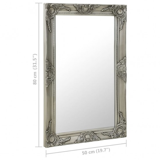 Sieninis veidrodis, sidabrinis, 50x80cm, barokinis stilius