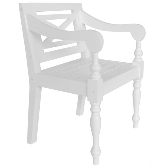 Batavia kėdės, 2 vnt., baltos, raudonmedžio masyvas