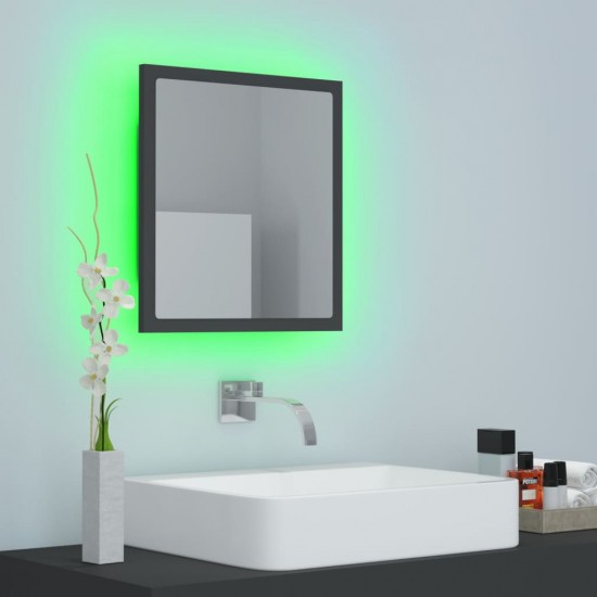 Vonios kambario LED veidrodis, pilkas, 40x8,5x37cm, akrilas