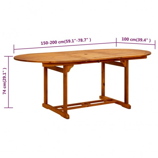 Sodo stalas, 200x100x75 cm, akacijos medienos masyvas