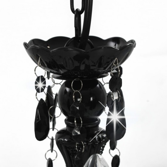 Sietynas su karoliukais, juodos sp., 3 x E14 lemp., apvalus