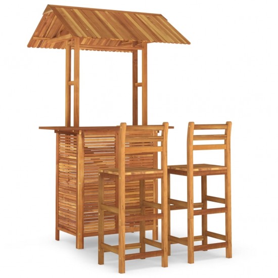 Sodo baro baldų komplektas, 3 dalių, akacijos medienos masyvas