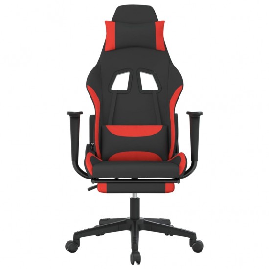 Masažinė žaidimų kėdė su pakoja, juoda ir raudona, audinys