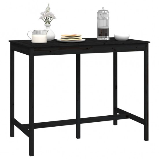 Baro stalas, juodas, 140x80x110cm, pušies medienos masyvas