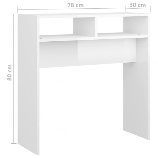 Konsolinis staliukas, baltas, 78x30x80cm, MDP, labai blizgus