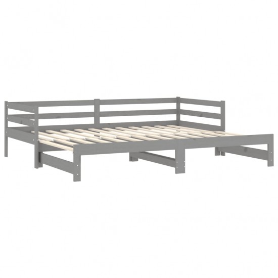 Ištraukiama lova, pilka, 2x(90x200)cm, pušies medienos masyvas