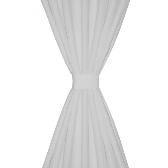 Baltos Užuolaidos su Kilpomis 140 x 225 cm, 2 vnt., Mikro Satinas