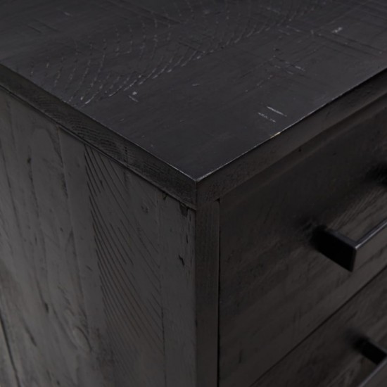 Komoda su stalčiais, juoda, 75x35x70cm, pušies medienos masyvas