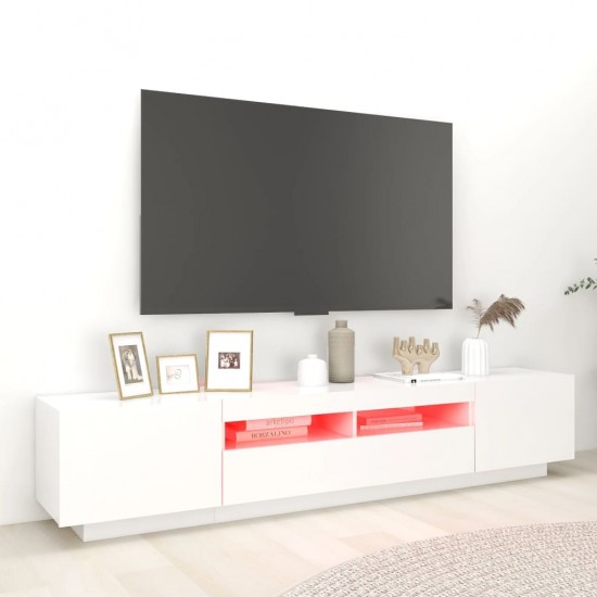 Televizoriaus spintelė su LED apšvietimu, balta, 200x35x40cm