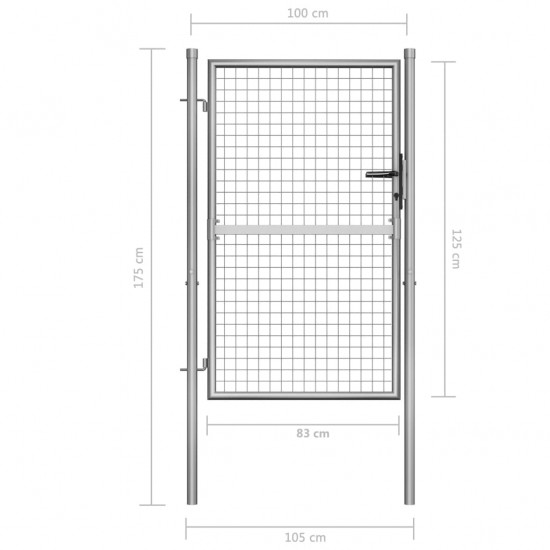 Sodo vartai, sidabrinės sp., 105x175cm, galvanizuotas plienas