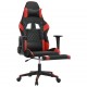 Žaidimų kėdė su pakoja, juoda ir raudona, dirbtinė oda