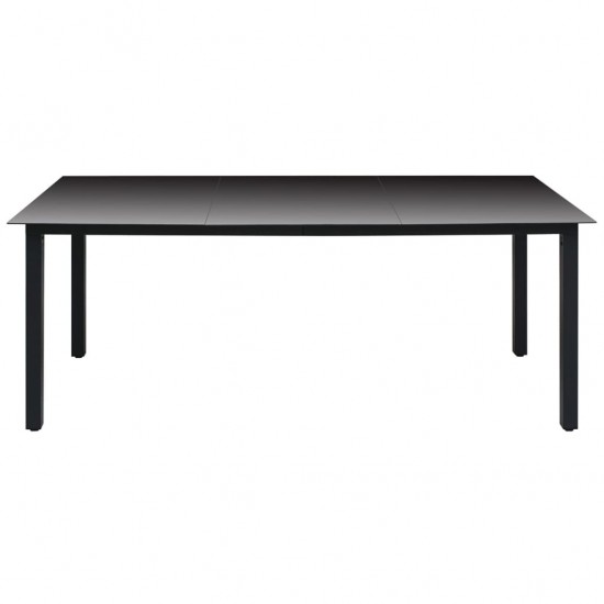 Sodo stalas, juodas, 190x90x74cm, aliuminis ir stiklas