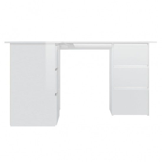 Kampinis rašomasis stalas, baltas, 145x100x76cm, MDP, blizgus