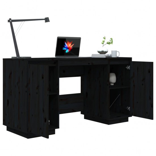 Rašomasis stalas, juodas, 140x50x75cm, pušies medienos masyvas