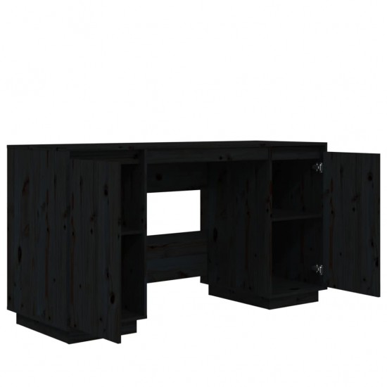 Rašomasis stalas, juodas, 140x50x75cm, pušies medienos masyvas