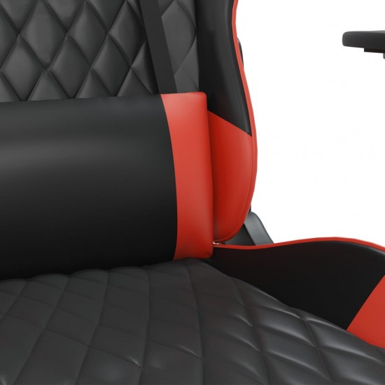 Masažinė žaidimų kėdė su pakoja, juoda ir raudona, dirbtinė oda