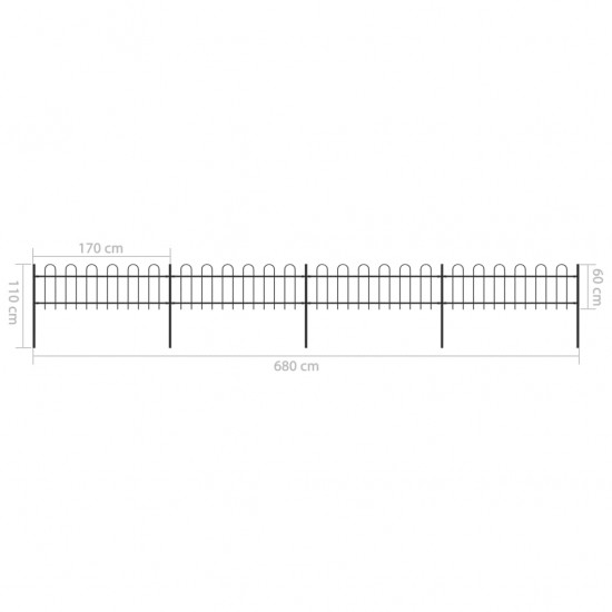 Sodo tvora su apvaliais viršugaliais, juoda, 6,8x0,6 m, plienas