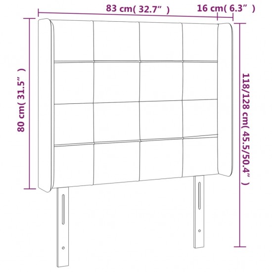 Galvūgalis su LED, šviesiai pilkas, 83x16x118/128cm, audinys