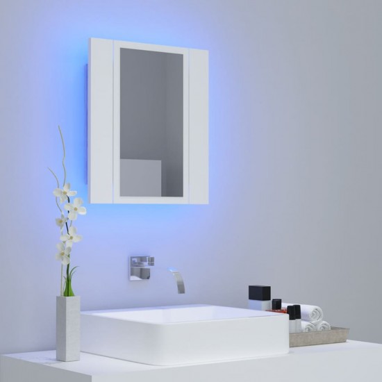 Veidrodinė vonios spintelė su LED, balta, 40x12x45cm, akrilas