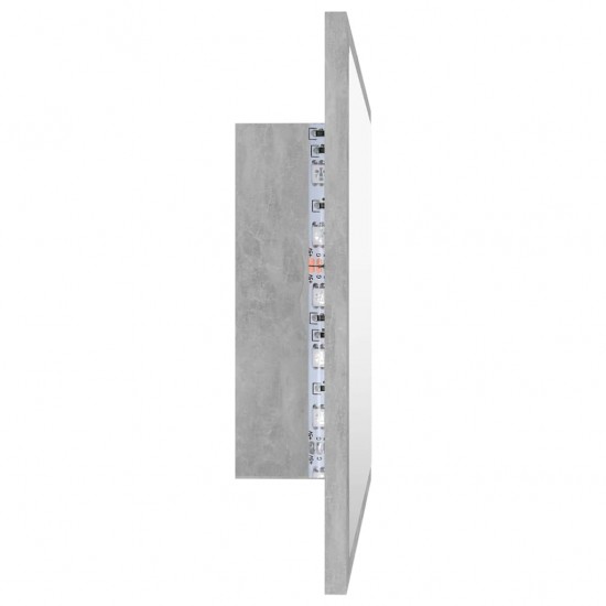 Vonios kambario LED veidrodis, betono, 60x8,5x37cm, akrilas