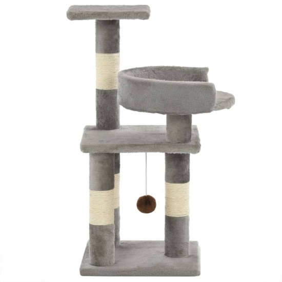 Draskyklė katėms su stovais iš sizalio, 65cm, pilkos spalvos