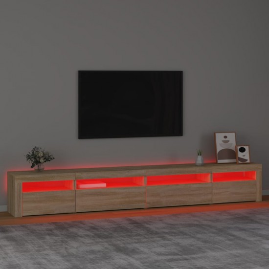 Televizoriaus spintelė su LED apšvietimu, ąžuolo, 270x35x40cm