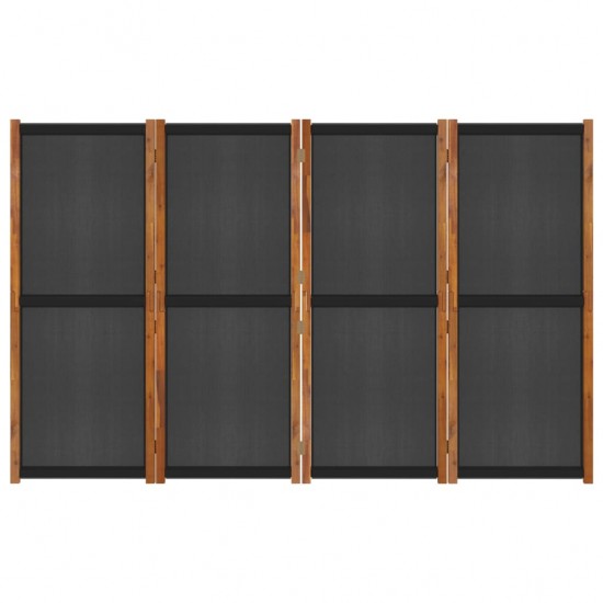 Kambario pertvara, 4 dalių, juodos spalvos, 280x180cm