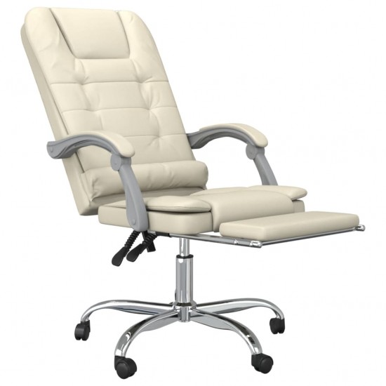 Atlošiama masažinė biuro kėdė, kreminės spalvos, dirbtinė oda