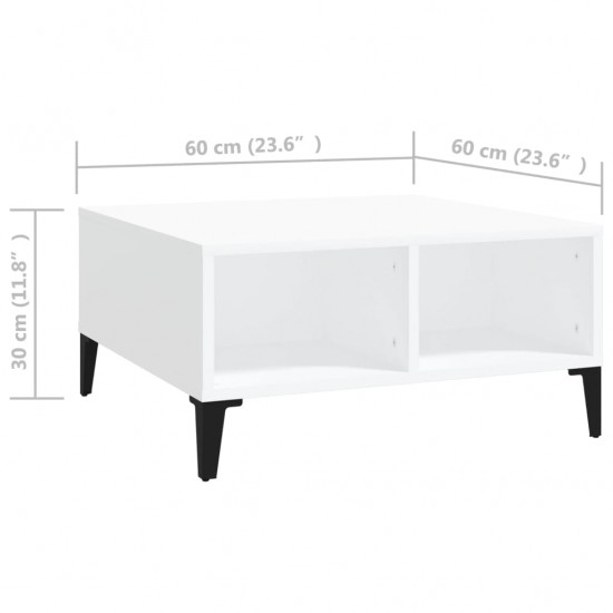 Kavos staliukas, baltos spalvos, 60x60x30cm, MDP