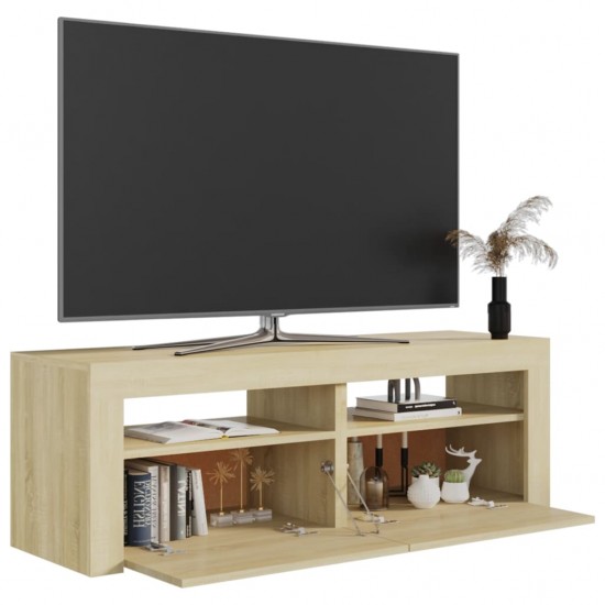 TV spintelė su LED, sonoma ąžuolo, 120x35x40 cm