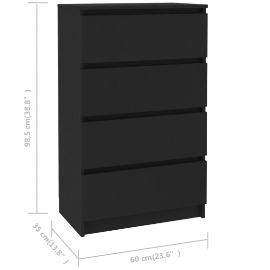 Šoninė spintelė, juodos spalvos, 60x35x98,5 cm, mediena