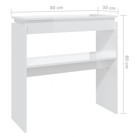 Konsolinis staliukas, baltas, 80x30x80cm, MDP, labai blizgus