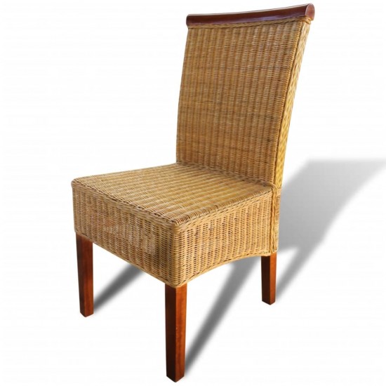 Valgomojo kėdės, 4 vnt., rudos, natūralus ratanas