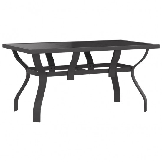 Sodo stalas, pilkas ir juodas, 140x70x70cm, plienas ir stiklas