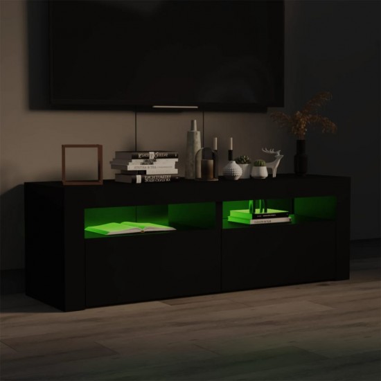 TV spintelė su LED apšvietimu, juodos spalvos, 120x35x40 cm