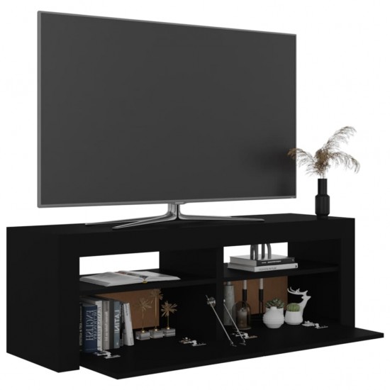 TV spintelė su LED apšvietimu, juodos spalvos, 120x35x40 cm