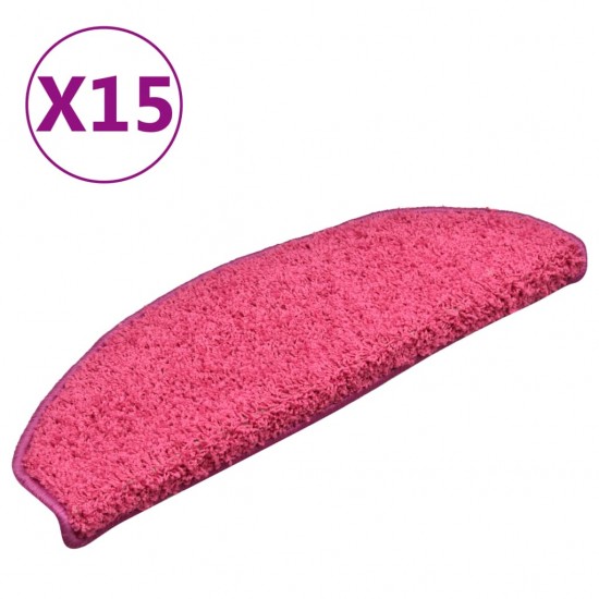 Laiptų kilimėliai, 15vnt., rožinės spalvos, 65x21x4cm
